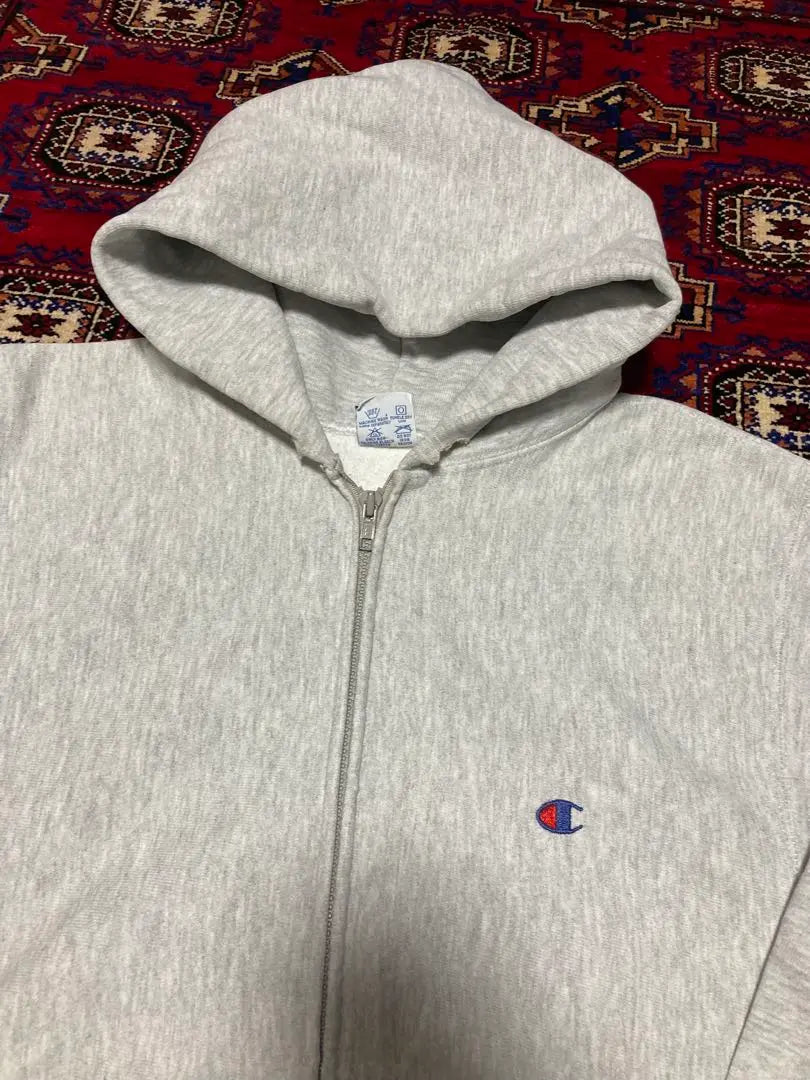 90s American Made Champion Reverse Weave Full Zip Parka Gray