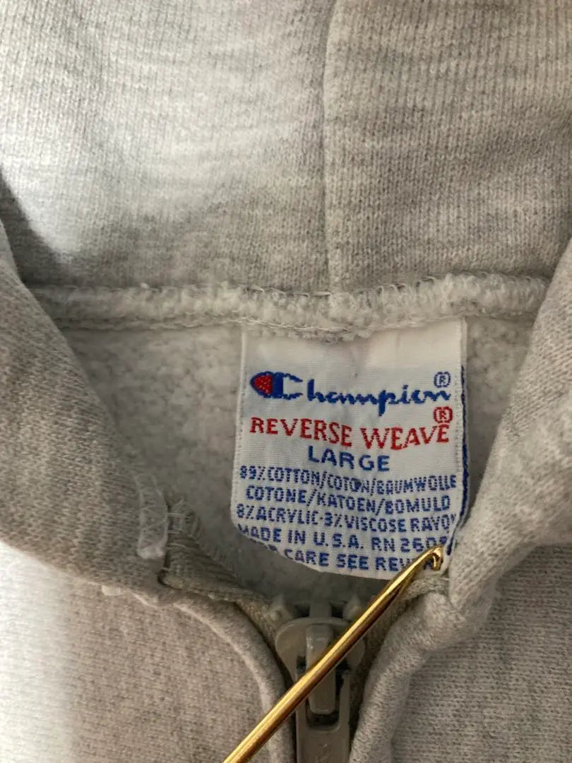 90s American Made Champion Reverse Weave Full Zip Parka Gray