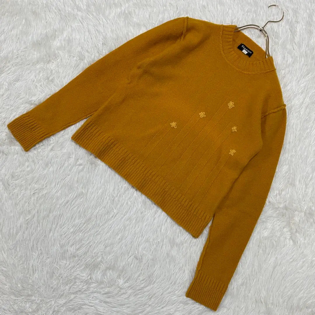 flocon de neige flower embroidery knit mustard yellow size 2