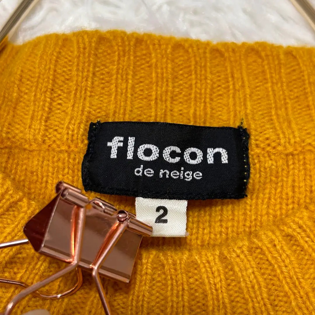 flocon de neige flower embroidery knit mustard yellow size 2