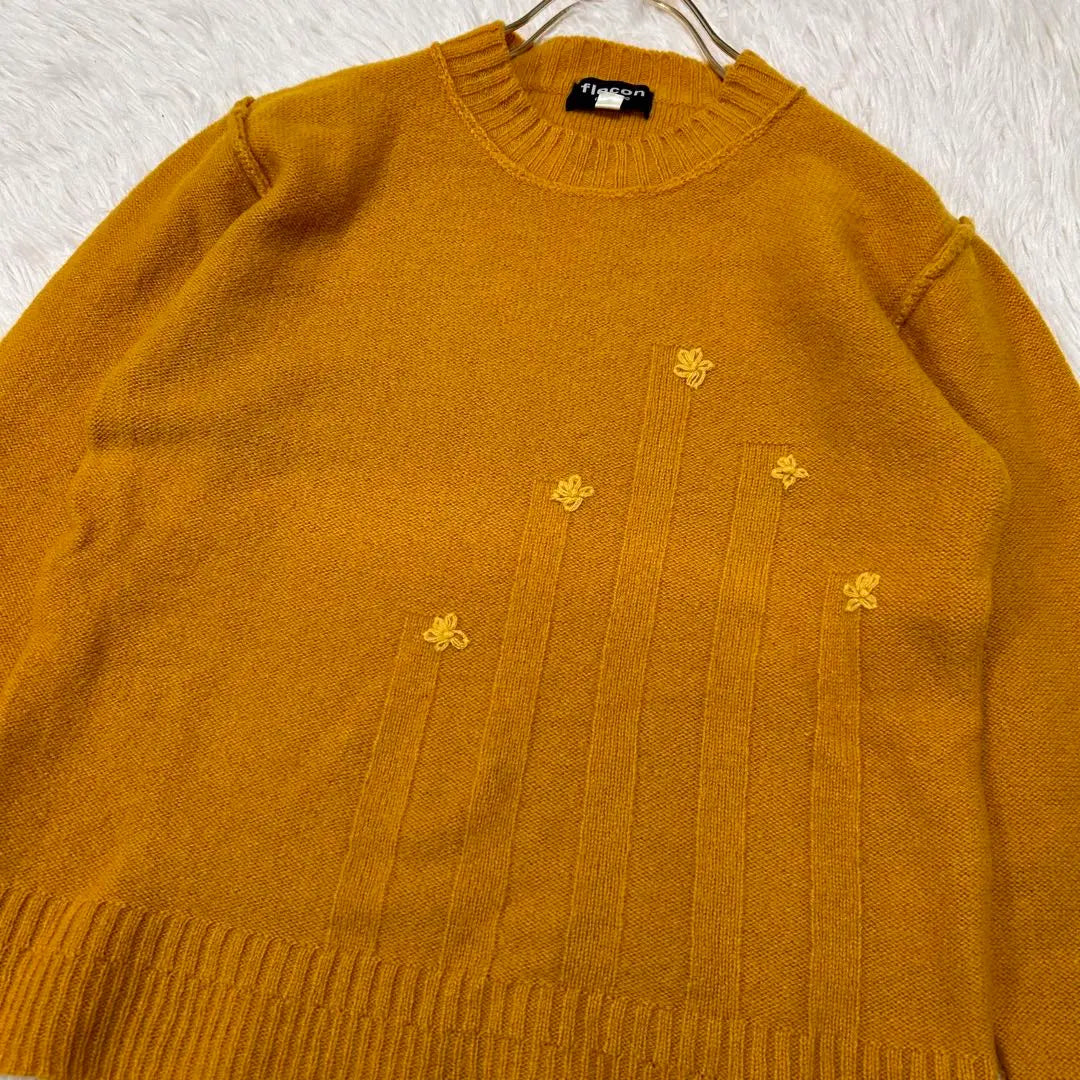 flocon de neige flower embroidery knit mustard yellow size 2