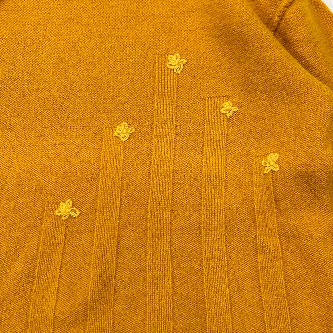 flocon de neige flower embroidery knit mustard yellow size 2