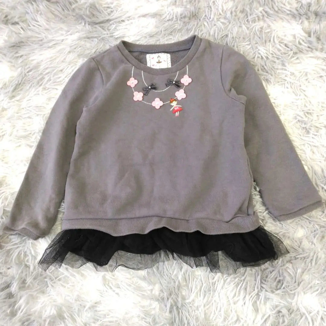 Beautiful goods ✨ [Miki House] Children's clothing trainer (110㎝) Frill lace cotton | 美品✨【Miki House】子供服トレーナー (110㎝) フリル レース 綿