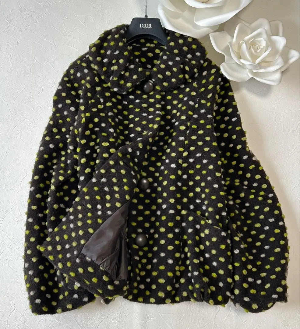 ★Rare, beautiful condition★Jacket coat ZAZA dot fluffy volume