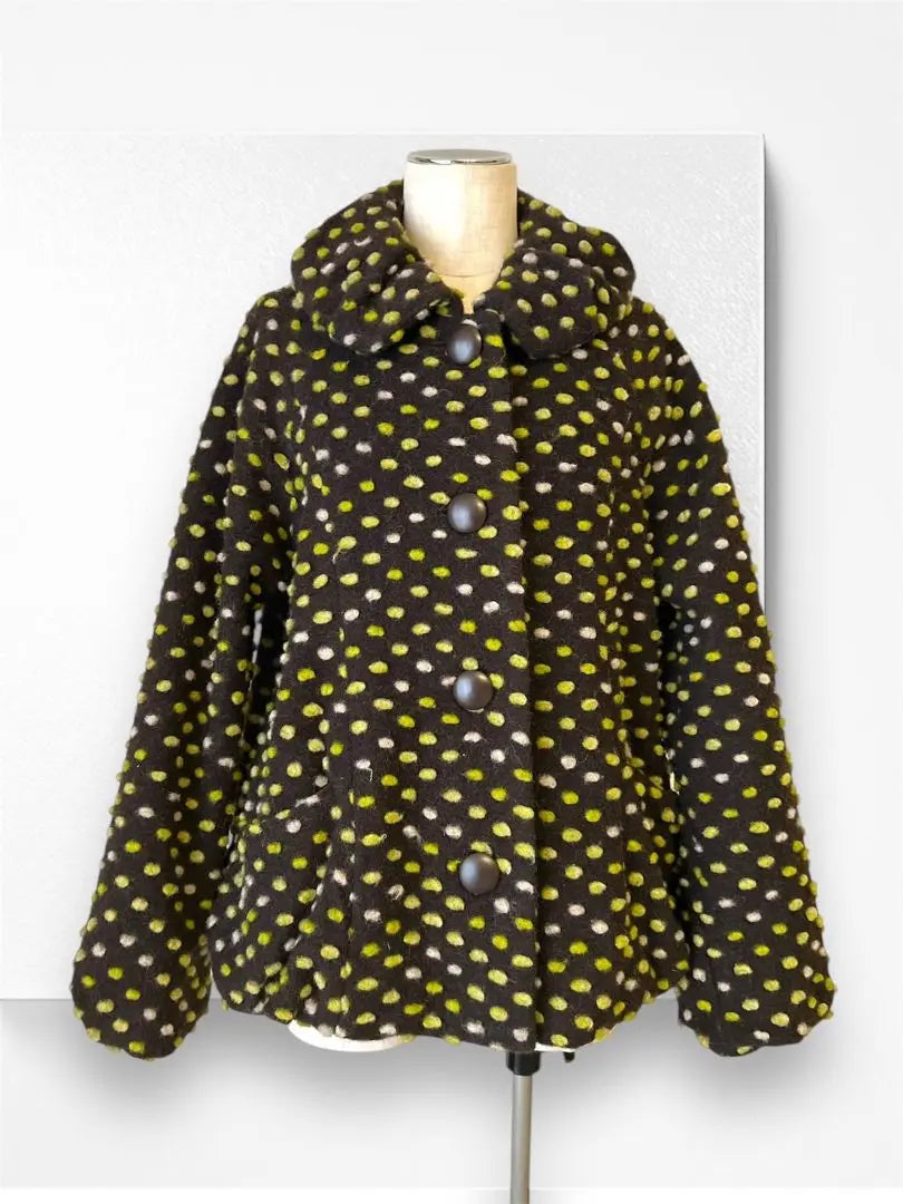 ★Rare, beautiful condition★Jacket coat ZAZA dot fluffy volume