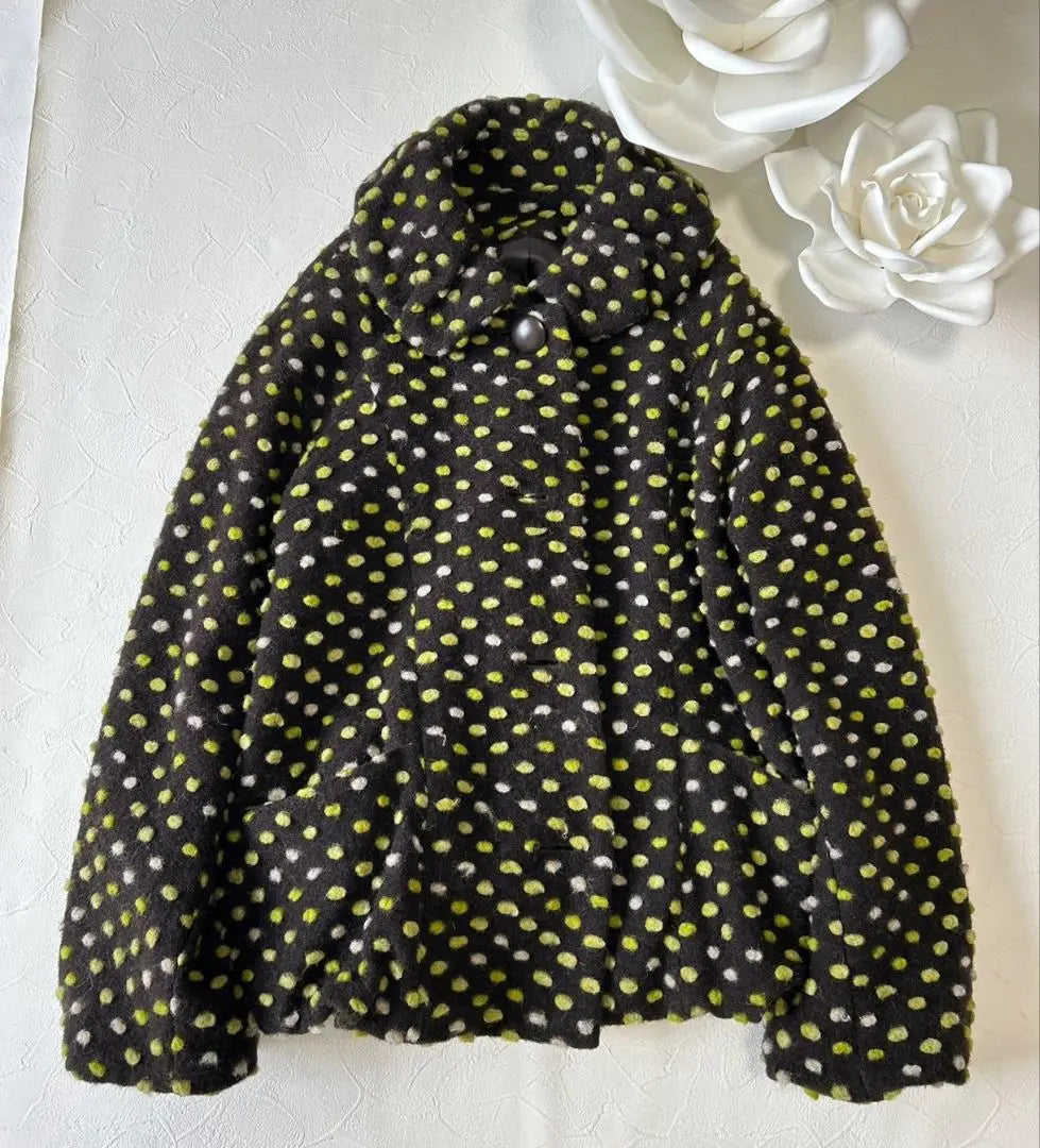 ★Rare, beautiful condition★Jacket coat ZAZA dot fluffy volume