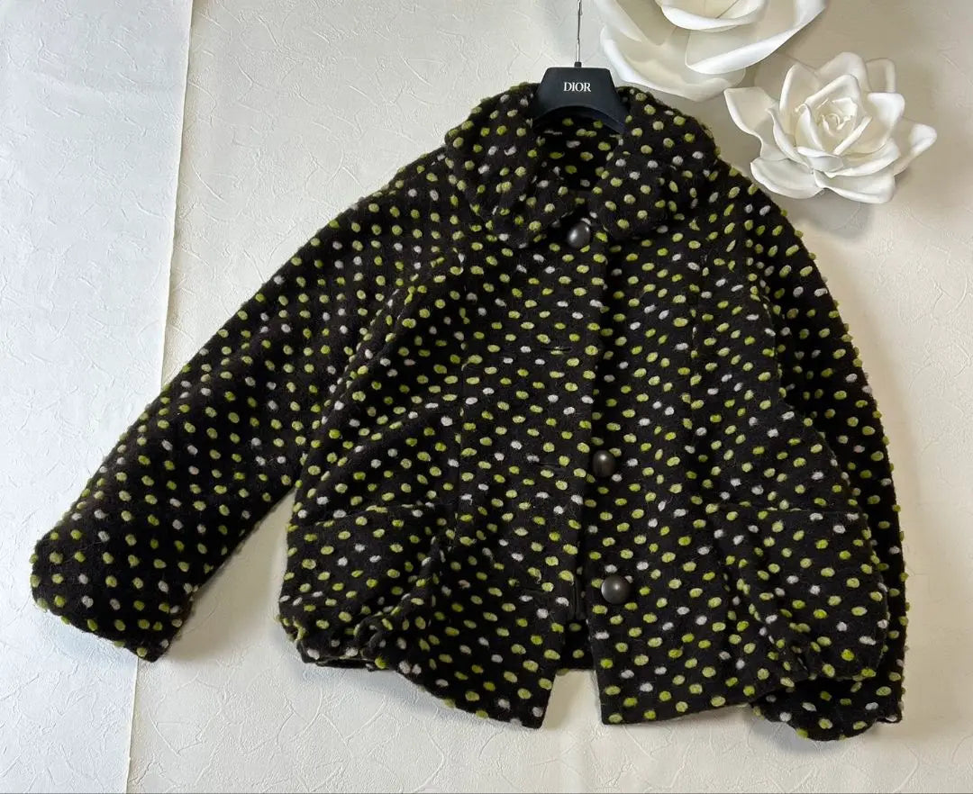 ★Rare, beautiful condition★Jacket coat ZAZA dot fluffy volume