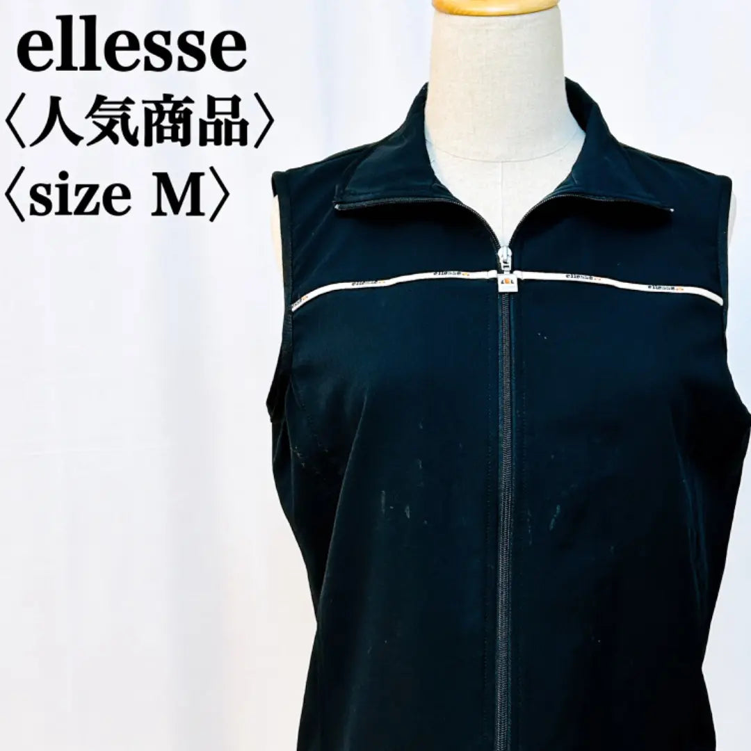 [Producto popular] Diseño de línea de logotipo de Ellese Corte y costura sin mangas en negro | 【人気商品】エッレセ ロゴラインデザイン ブラック ノースリーブカットソー