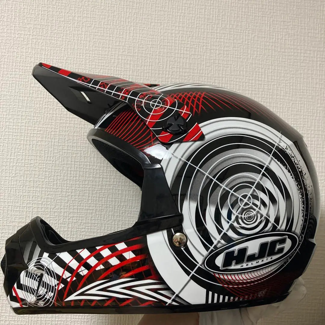 [Unused] HJC Jet Helmet Black Red White Spiral Design