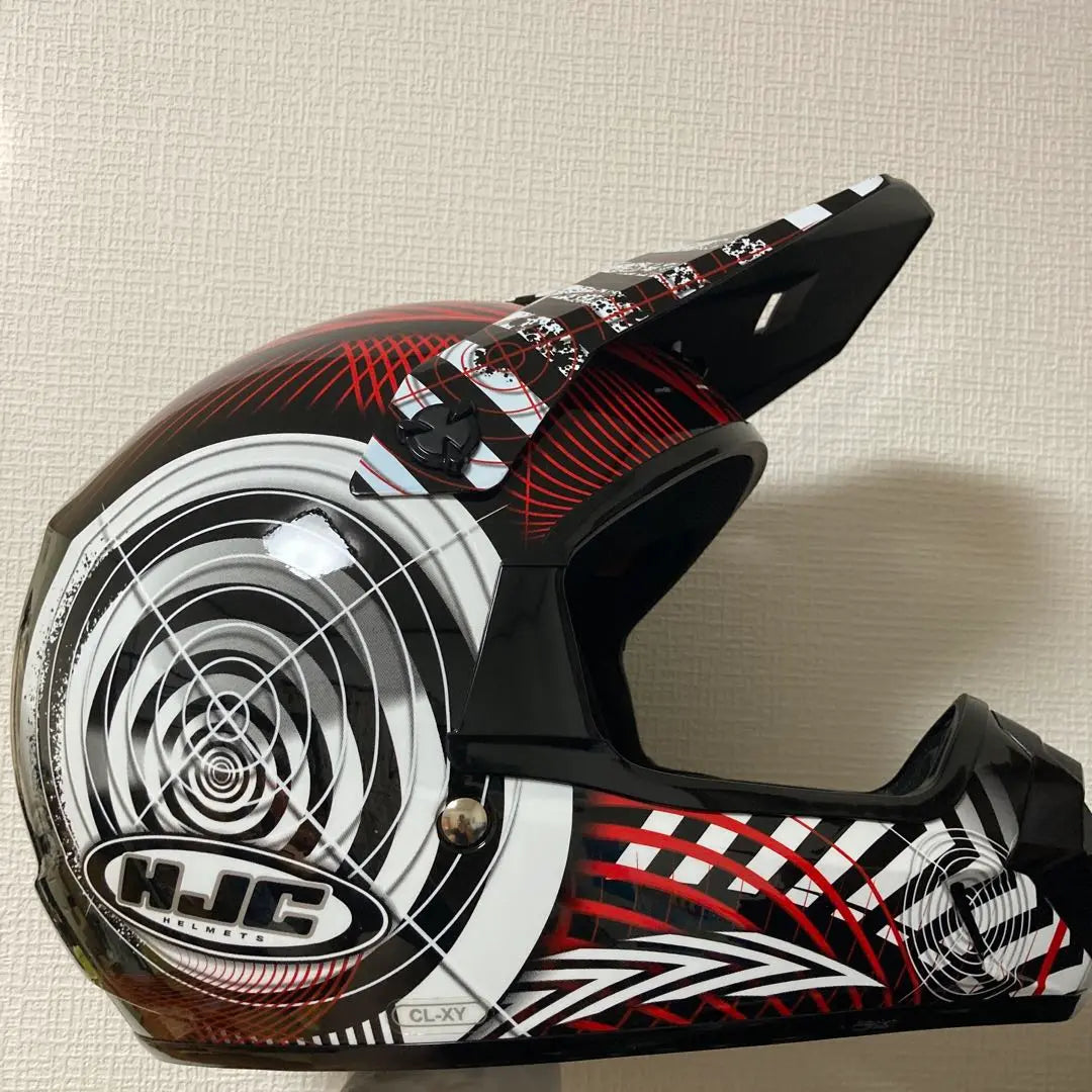 [Unused] HJC Jet Helmet Black Red White Spiral Design