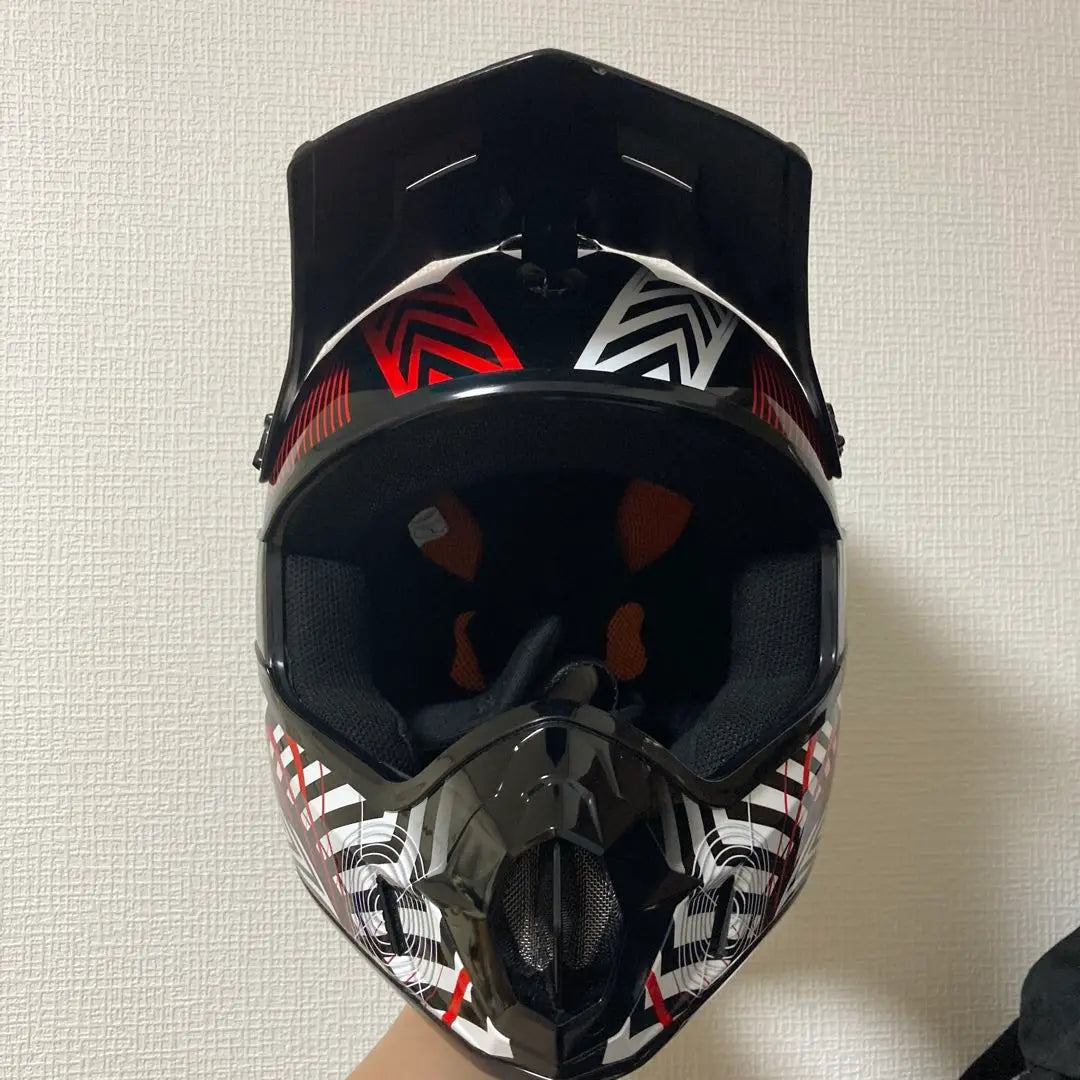 [Unused] HJC Jet Helmet Black Red White Spiral Design