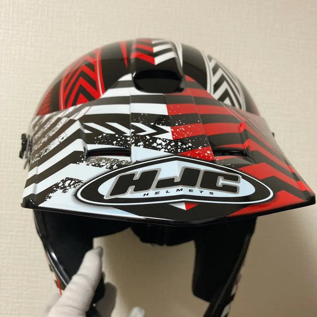 [Unused] HJC Jet Helmet Black Red White Spiral Design