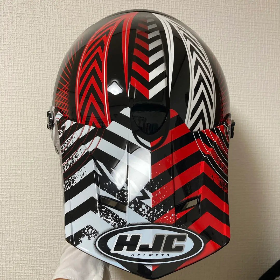 [Unused] HJC Jet Helmet Black Red White Spiral Design