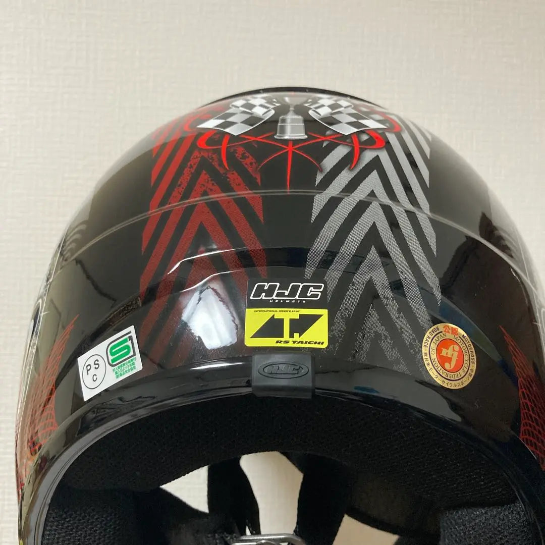 [Unused] HJC Jet Helmet Black Red White Spiral Design