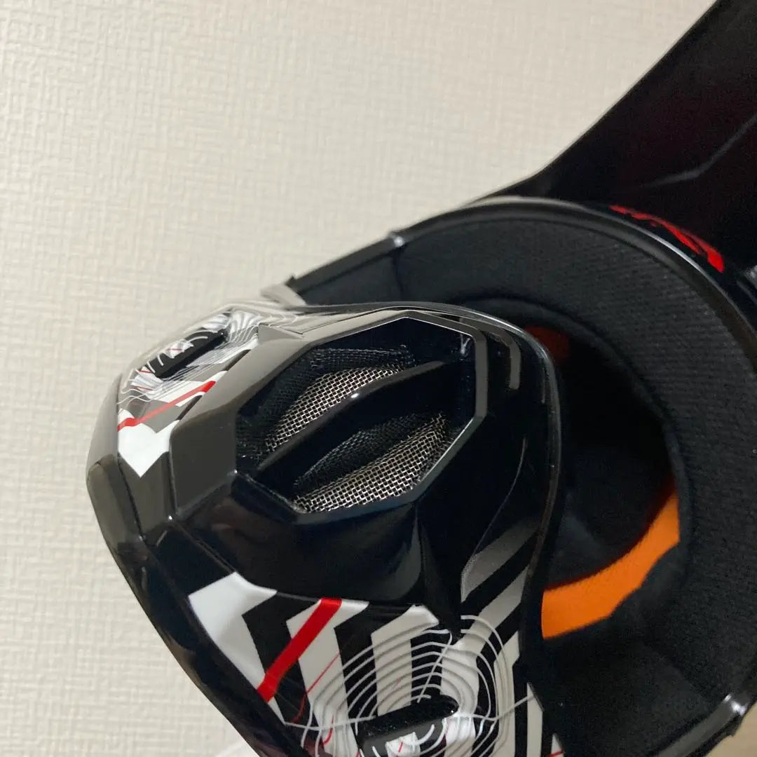 [Unused] HJC Jet Helmet Black Red White Spiral Design