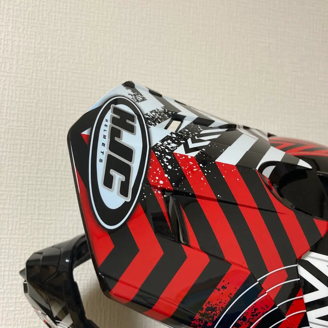 [Unused] HJC Jet Helmet Black Red White Spiral Design