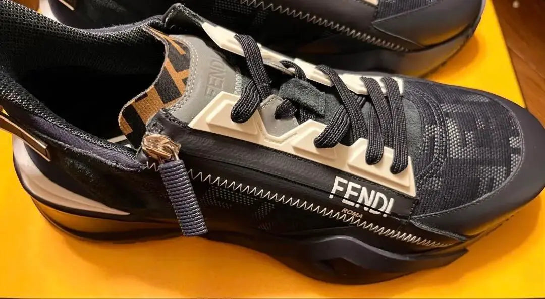 FENDI Zippered Sneakers Navy/White