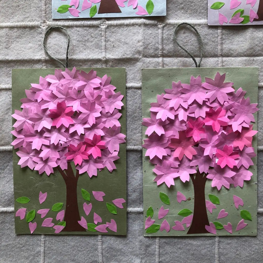 Origami handmade Sakura in full bloom, spring wall decoration, nursing home, reception, April, tapestry