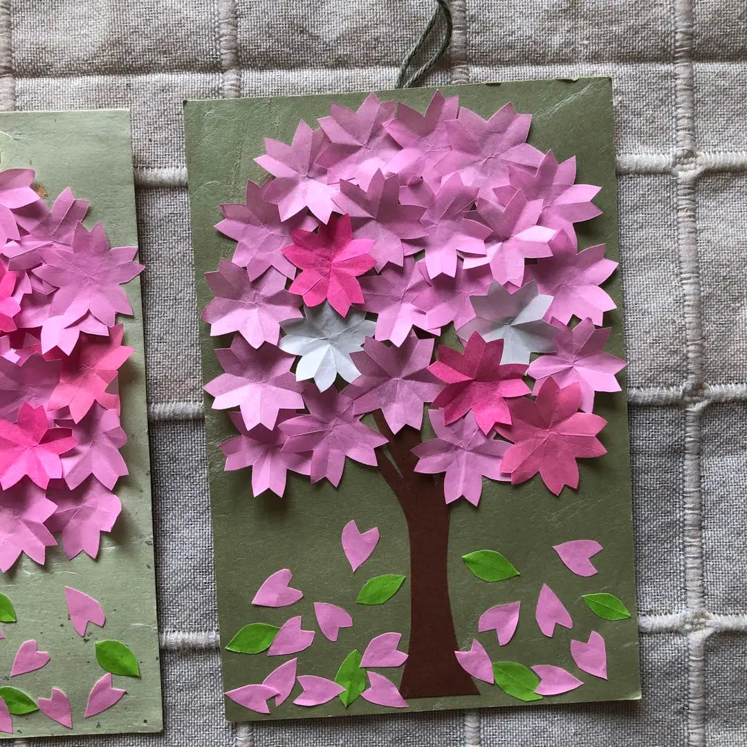 Origami handmade Sakura in full bloom, spring wall decoration, nursing home, reception, April, tapestry