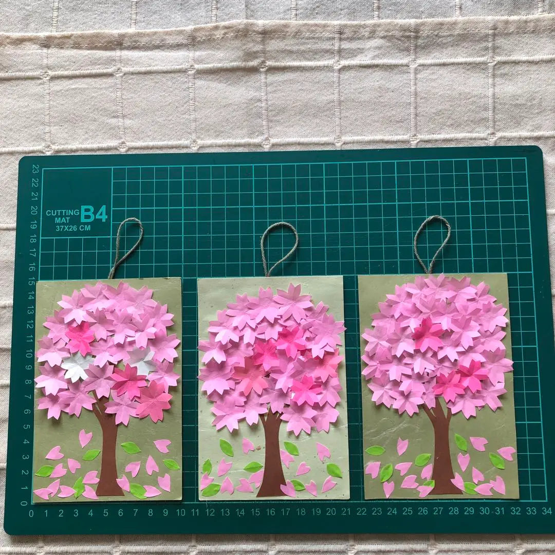 Origami handmade Sakura in full bloom, spring wall decoration, nursing home, reception, April, tapestry