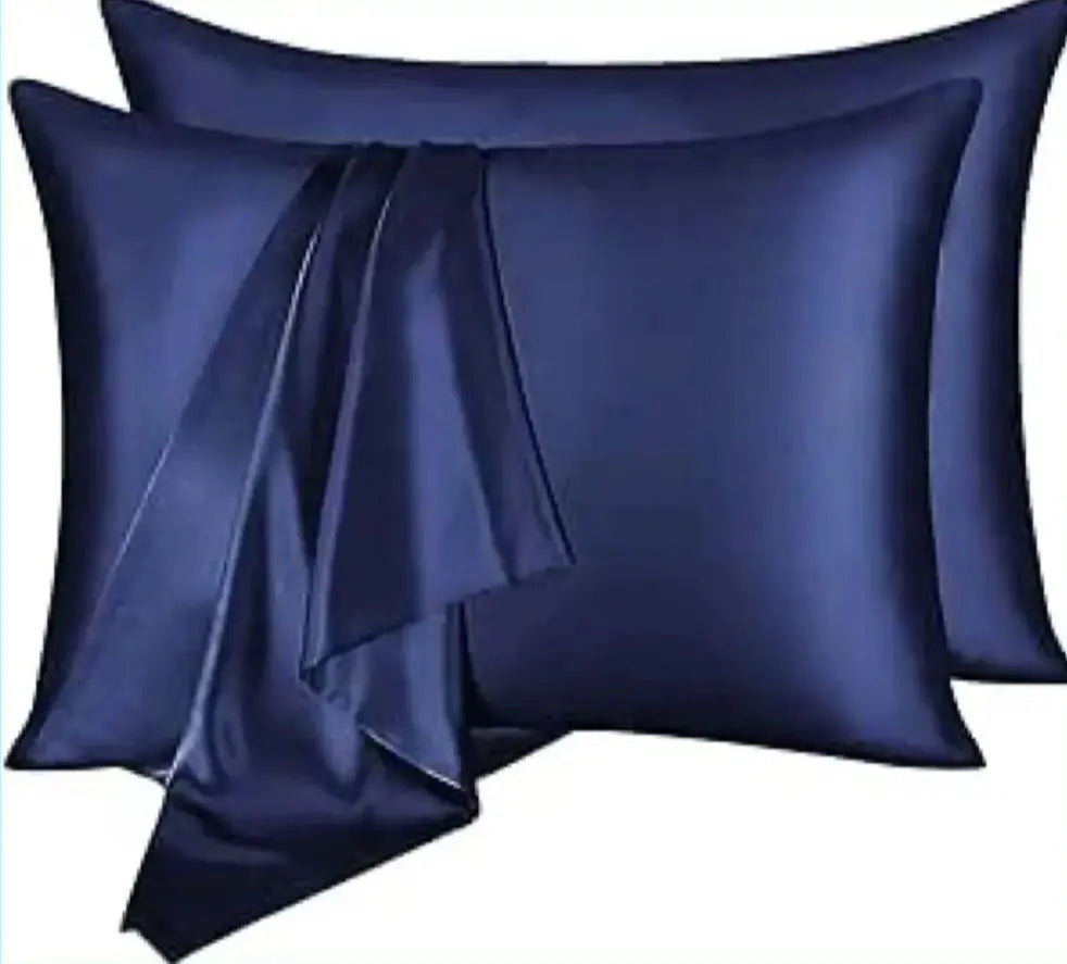 Funda de almohada de seda de 50x70 cm con antifaz azul marino *Juego de 2 | シルク枕カバー 50x70cm アイマスク付き ネイビー ※ 2枚セット