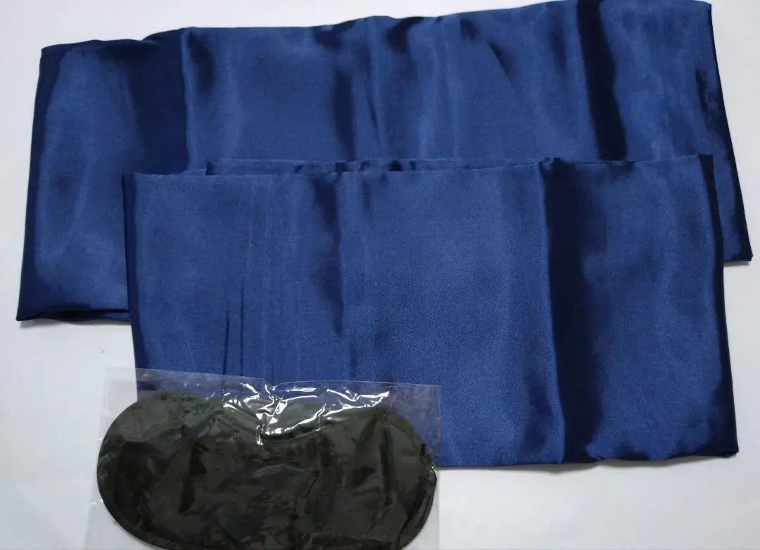 Silk Pillowcase 50x70cm with Eye Mask Navy *Set of 2 | シルク枕カバー　50x70cm アイマスク付き　ネイビー ※ 2枚セット