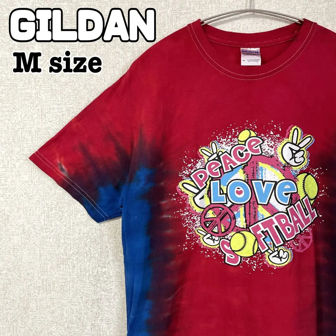 Tai Dai T -shirt Bicolor LOVE M size Unisex Gildan used clothes | タイダイ Tシャツ バイカラー Love Mサイズ ユニセックス ギルダン 古着