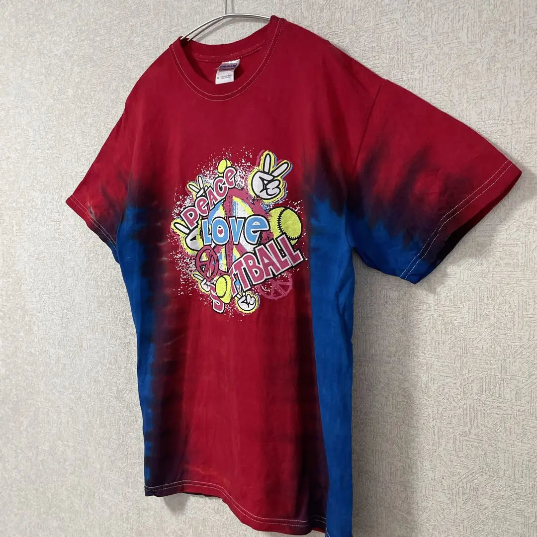 Tai Dai T -shirt Bicolor LOVE M size Unisex Gildan used clothes | タイダイ Tシャツ バイカラー Love Mサイズ ユニセックス ギルダン 古着