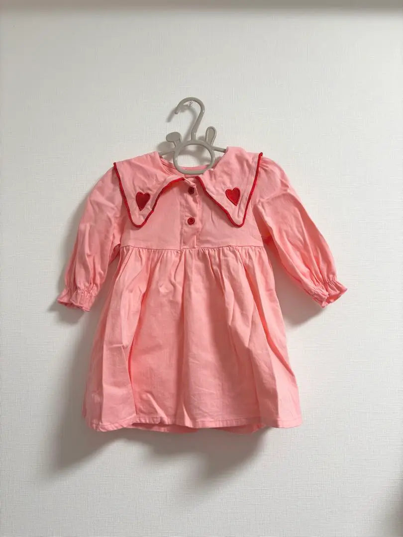 SHEIN Heart Collared Shirt Dress 86-92cm Pink