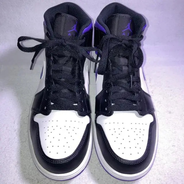 Air Jordan 1 MID White Black Purple Purple 27.5cm Boxed