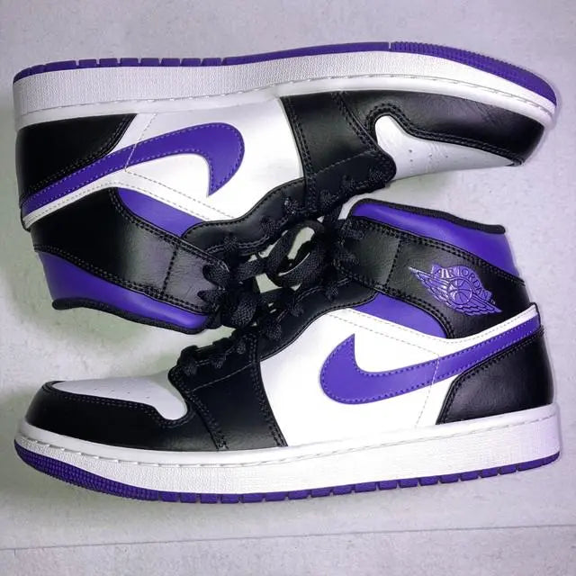 Air Jordan 1 MID White Black Purple Purple 27.5cm Boxed