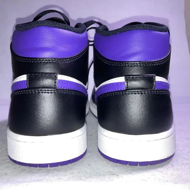 Air Jordan 1 MID White Black Purple Purple 27.5cm Boxed