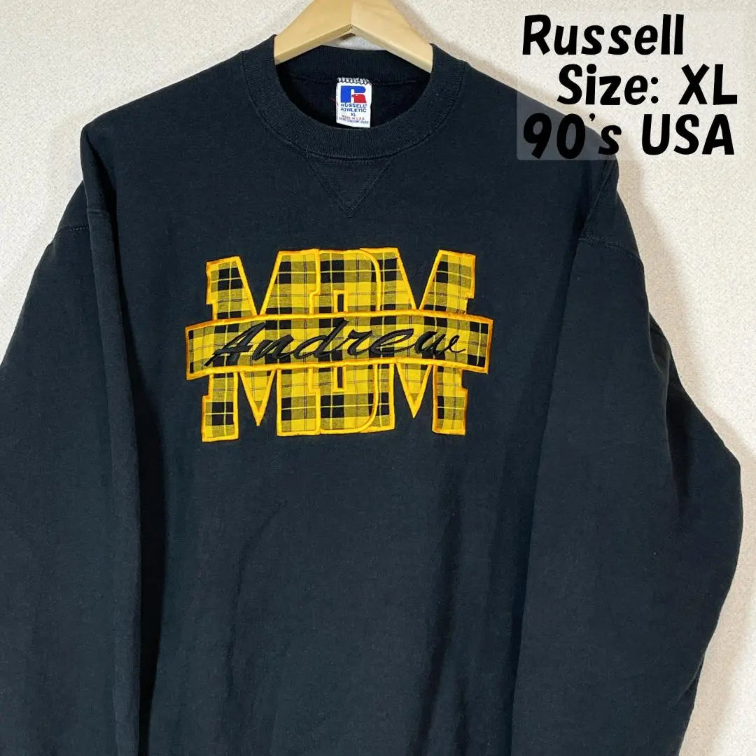 ★ Russell [XL] Sweat trainer USA negro bordado