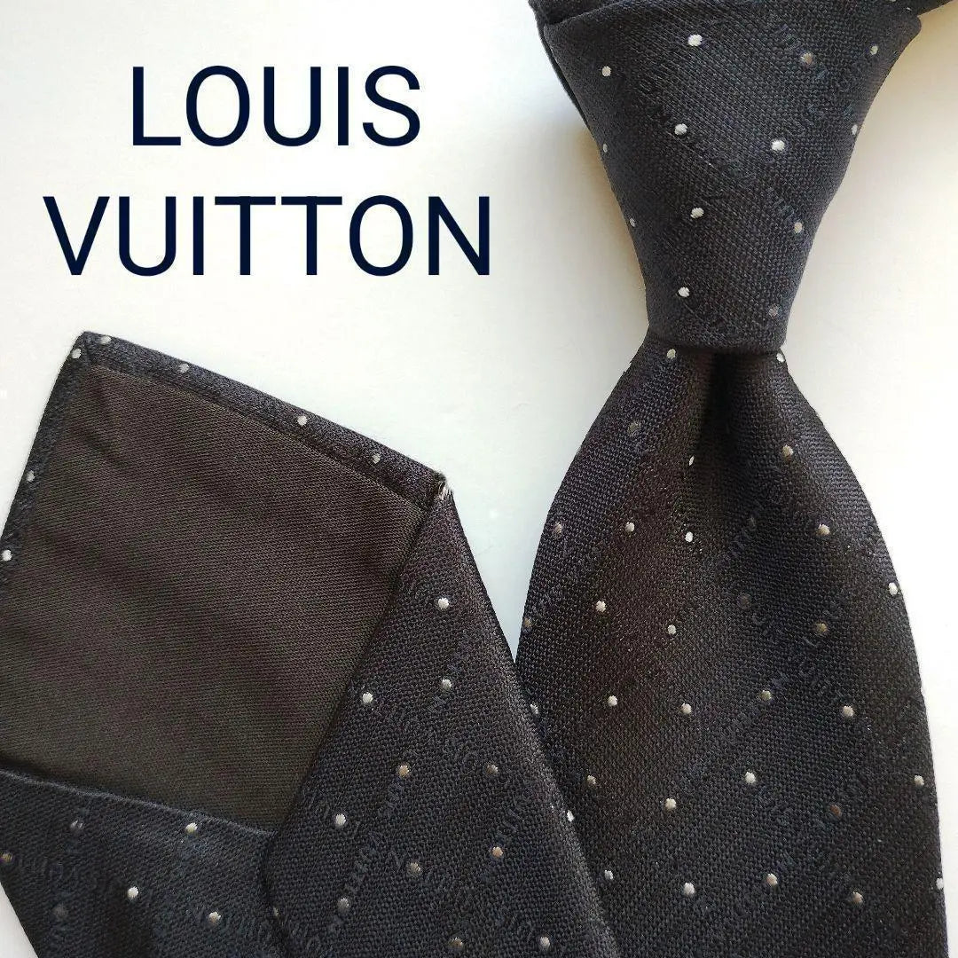 [Made in Italy] Louis Vuitton tie navy dark blue logogram dot luxury