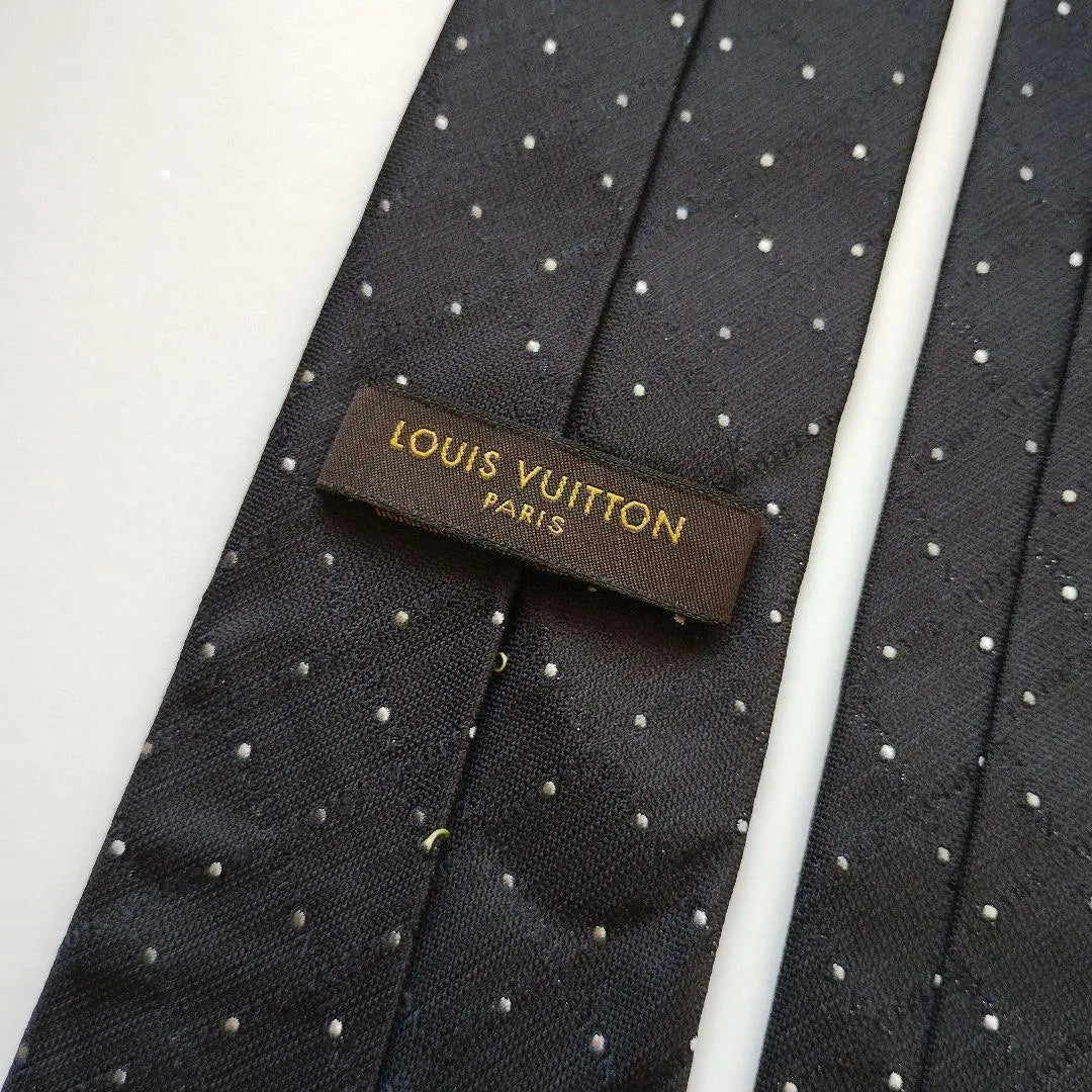 [Made in Italy] Louis Vuitton tie navy dark blue logogram dot luxury