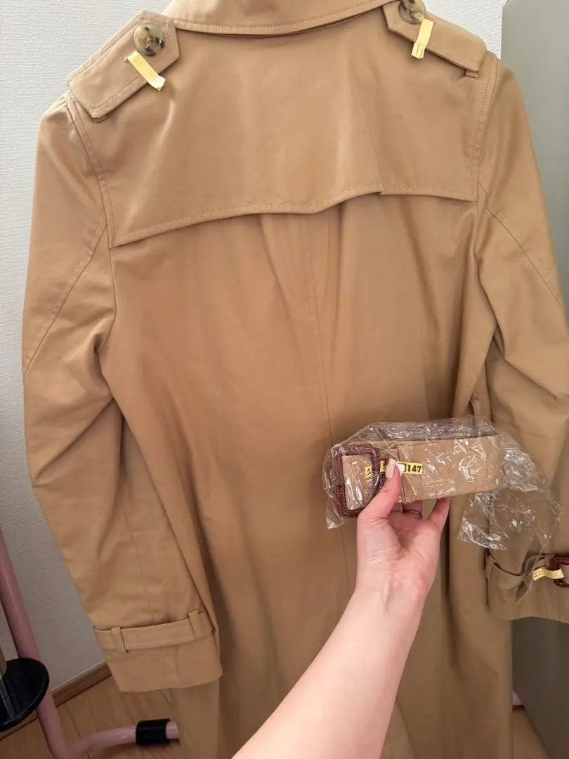 UNITED ARROWS Beige Trench Coat Double Breasted with Belt