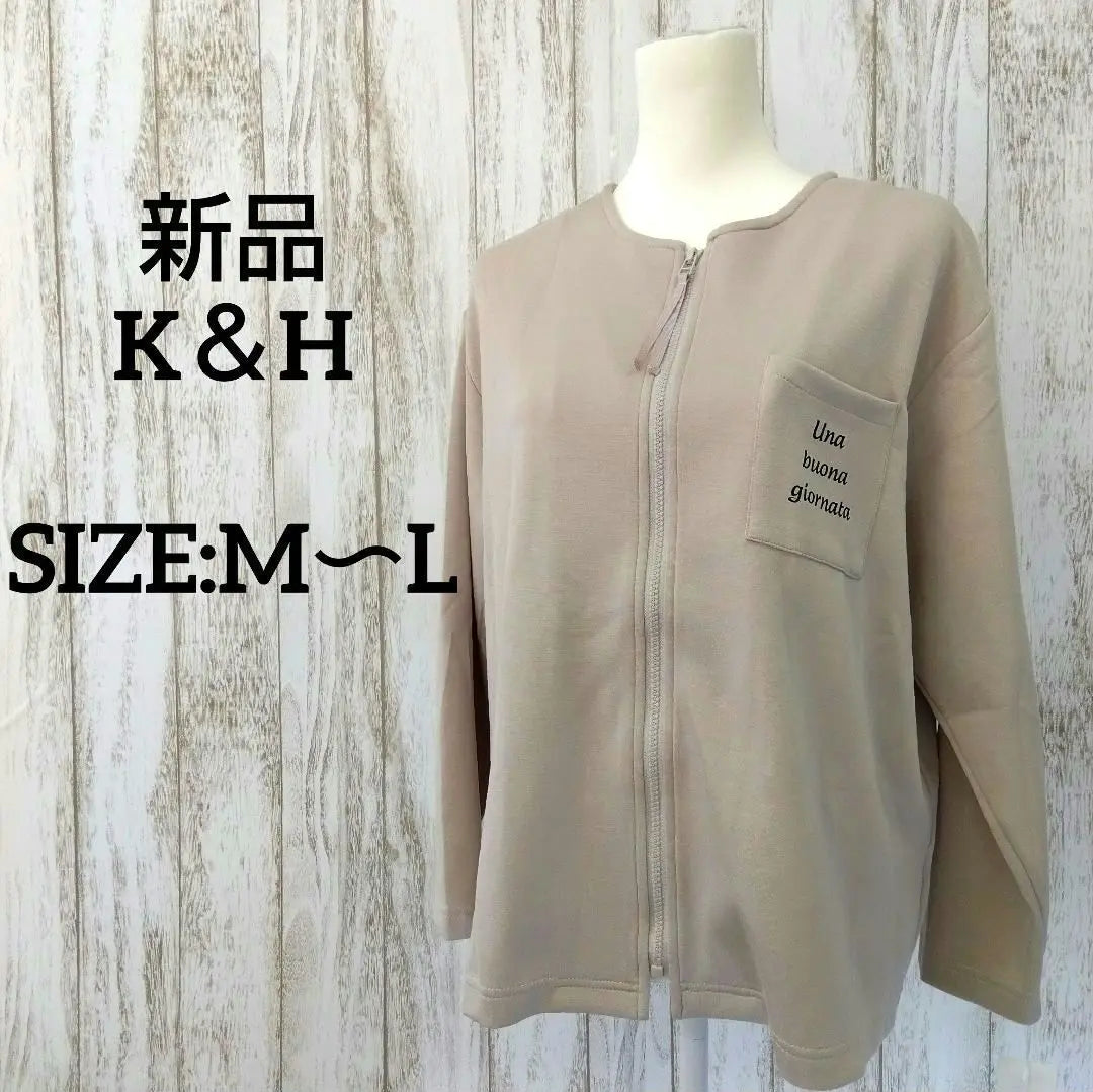 ♥New ♥K&H Sweatshirt Zip-up Logo Cute Beige M~L