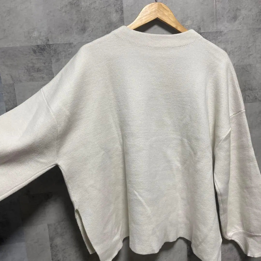 [Alma Design] Knit Sweater Long Sleeve Crew Neck Simple White | 【アルマデザイン】ニットセーター 長袖 クルーネック シンプル　ホワイト