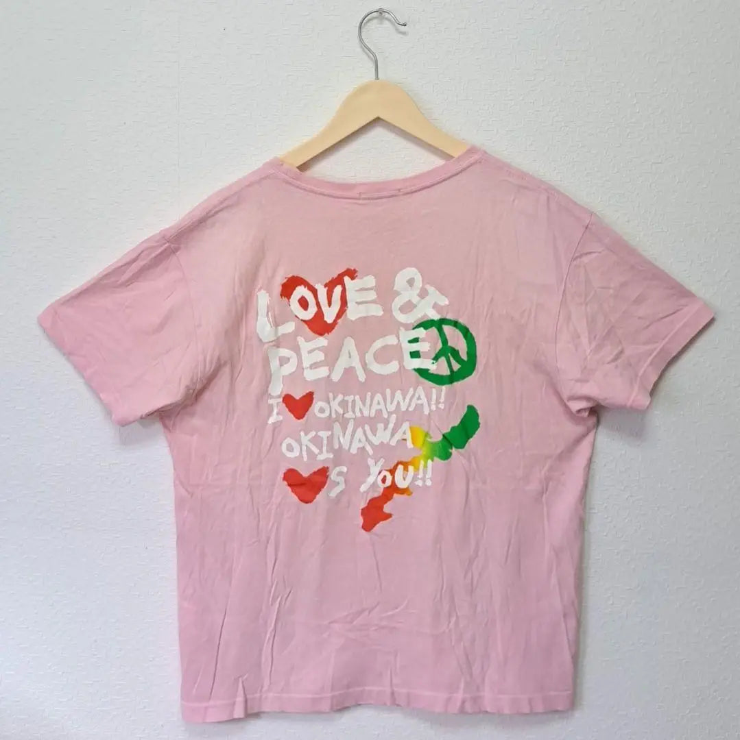 Karahai Print T-shirt Tops Okinawa Karahai Pink L