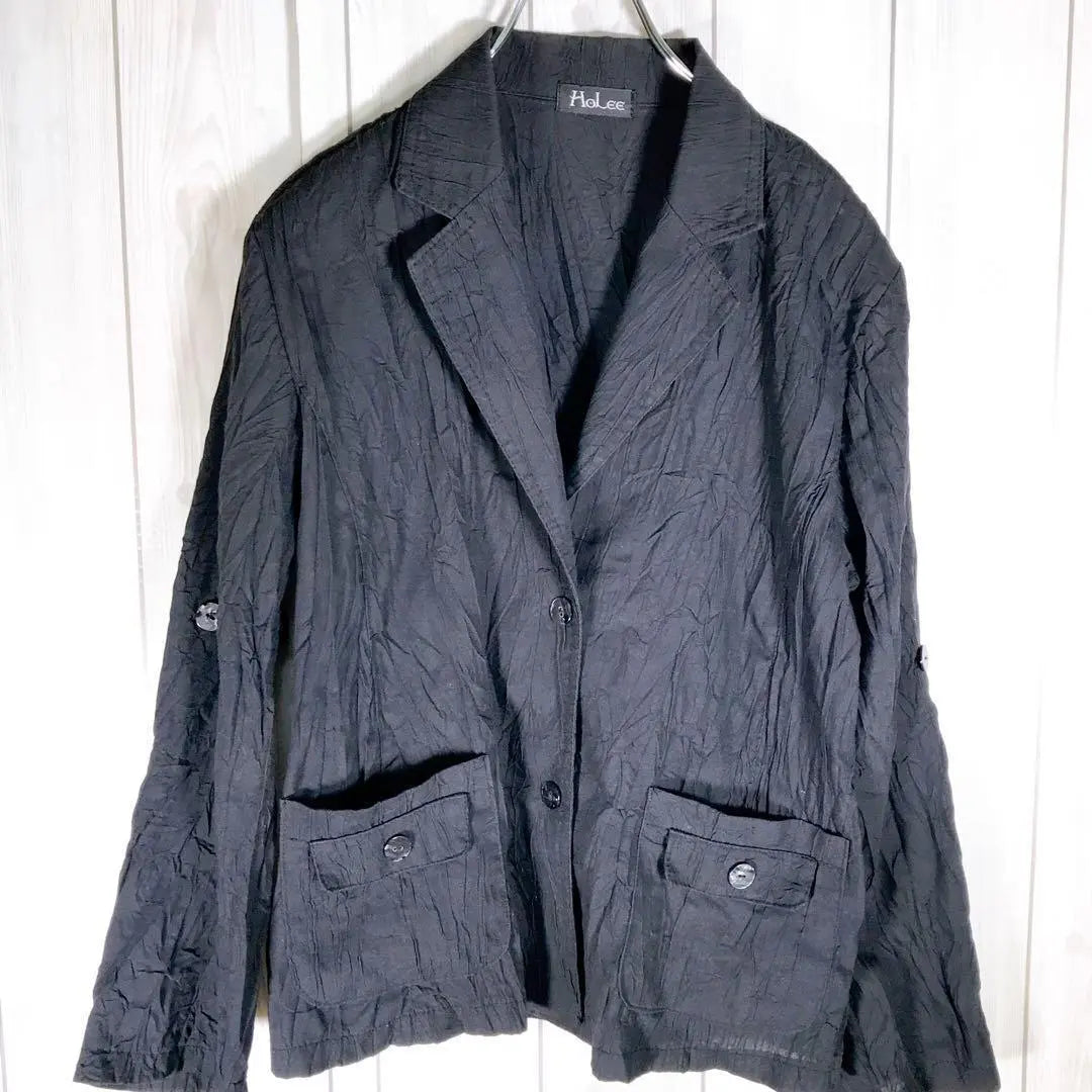 HoLee (F) Wrinkled Tailored Jacket for Women | 美品「HoLee」ホリー(F)シワ加工テーラードジャケット レディース