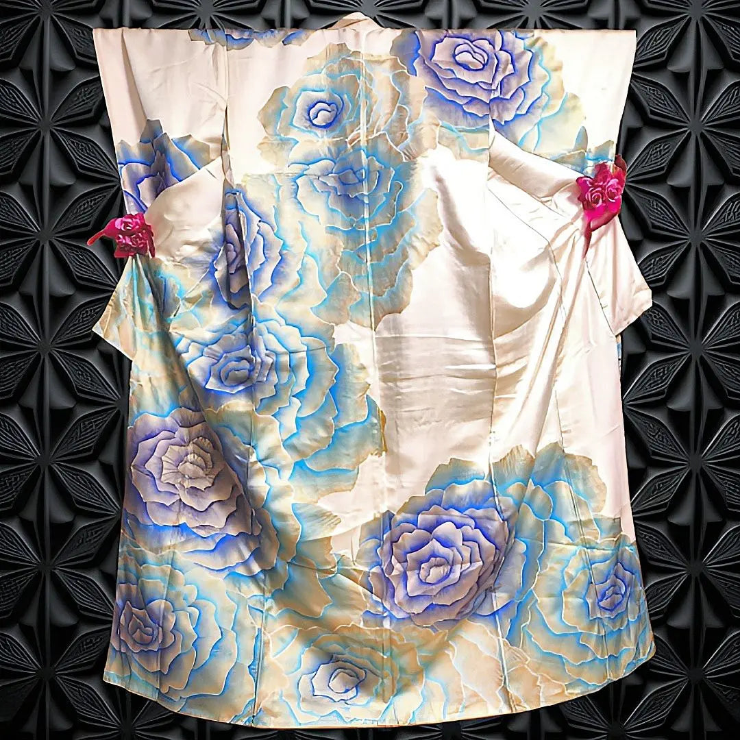 ♥Extremely beautiful! ♥One-of-a-kind♥The Supreme Brilliance♦"Miraculous Blue Rose"♦Authentic gold leaf furisode☞Single sale