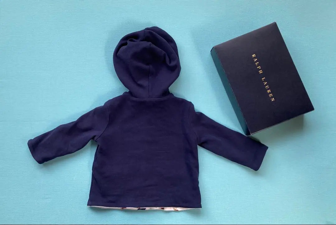 Ralph Lauren Teddy Bear 12m Hooded Hoodie Navy