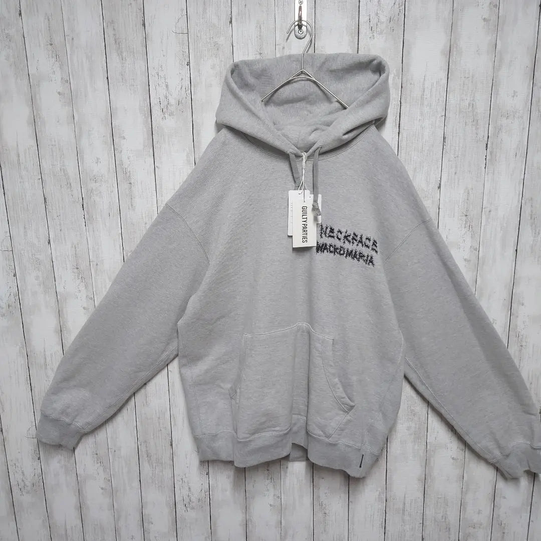 [With unused tag] Wakomaria x neck face, double-sided, embroidered logo, hoodie