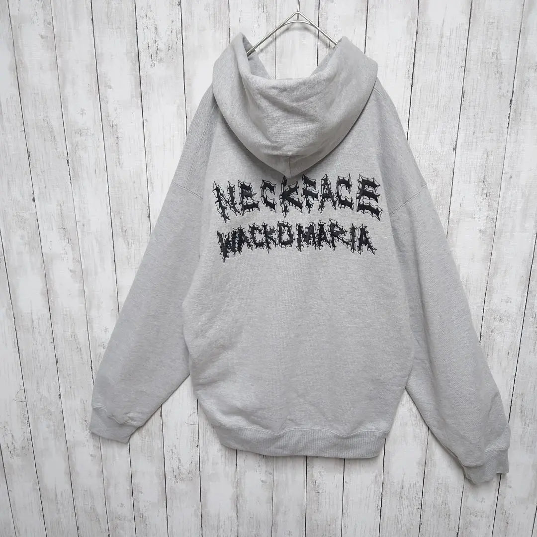 [With unused tag] Wakomaria x neck face, double-sided, embroidered logo, hoodie