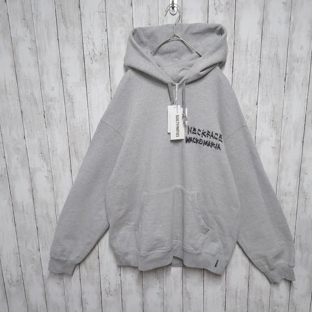 [With unused tag] Wakomaria x neck face, double-sided, embroidered logo, hoodie