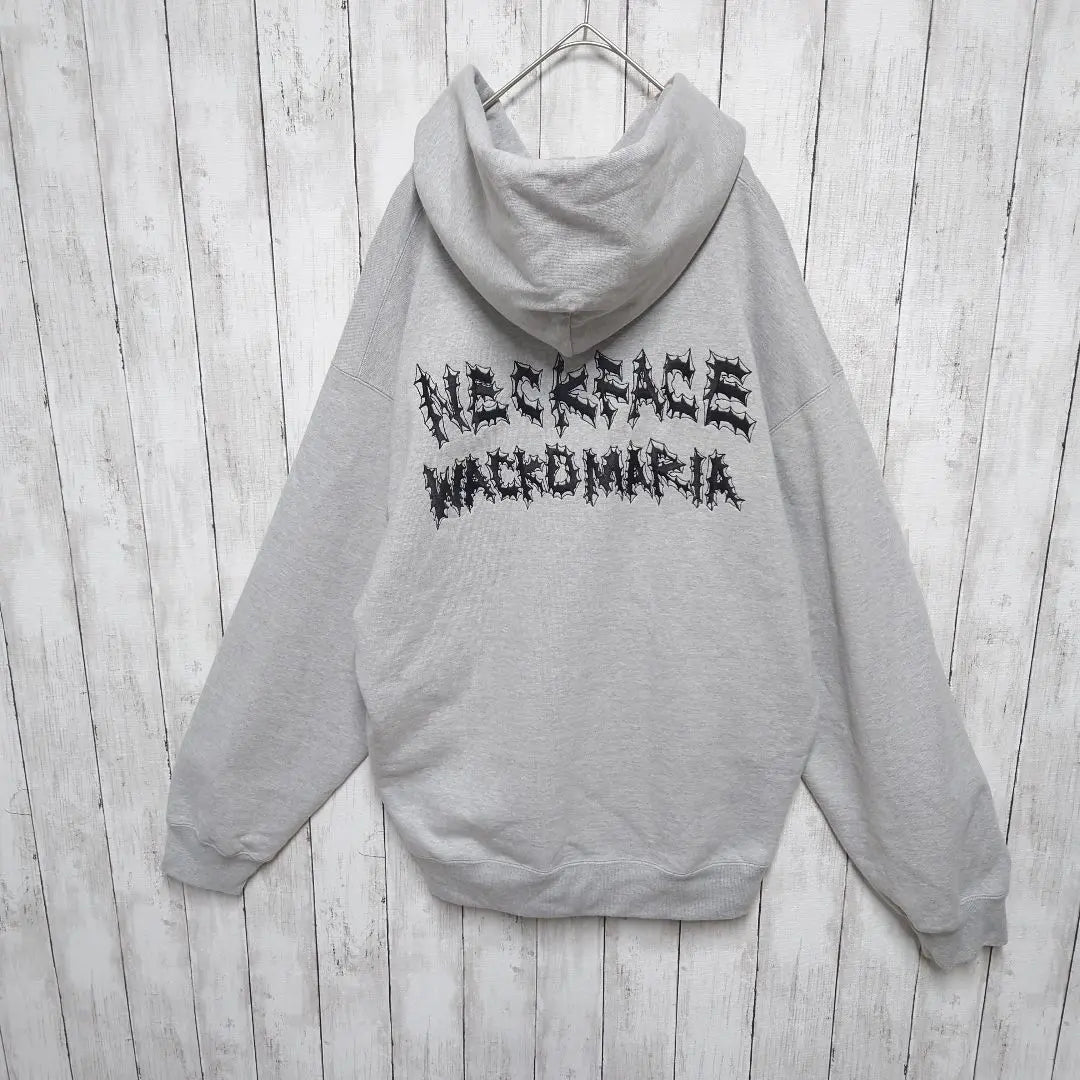 [With unused tag] Wakomaria x neck face, double-sided, embroidered logo, hoodie