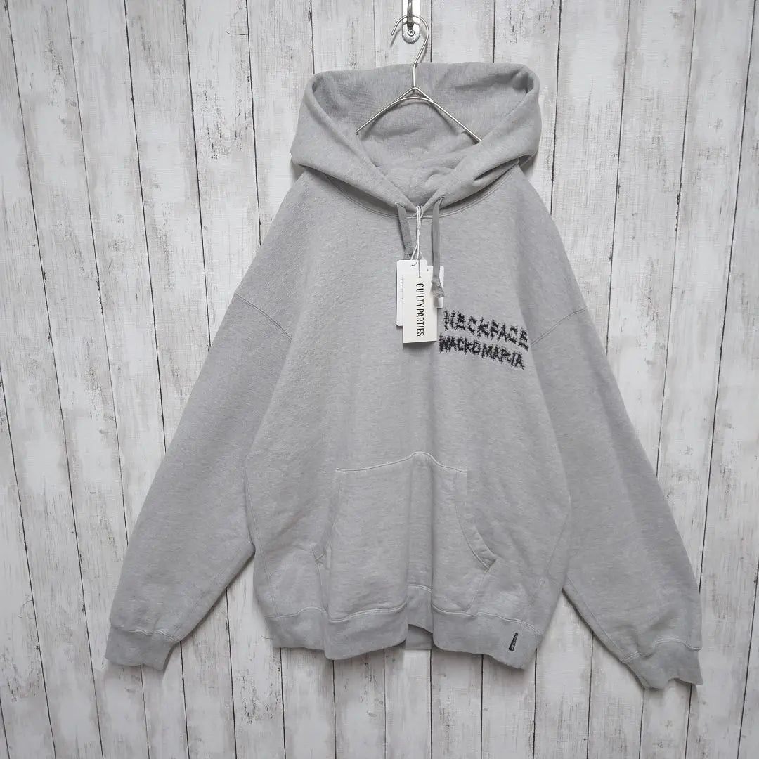 [With unused tag] Wakomaria x neck face, double-sided, embroidered logo, hoodie