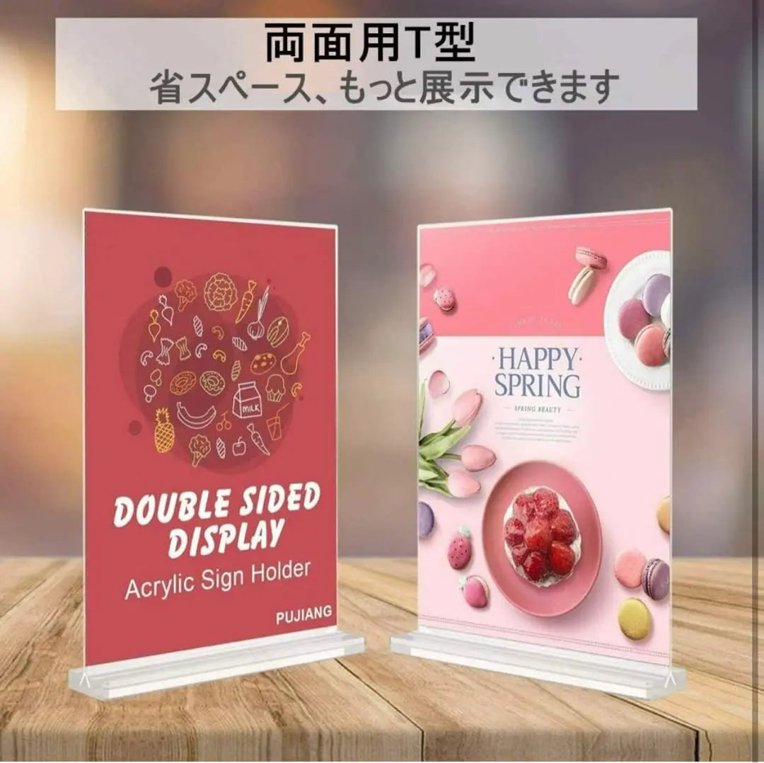 Acrylic Sign Holder T-shaped Advertising Stand Tabletop Type Photo Vertical Transparent Photo Frame