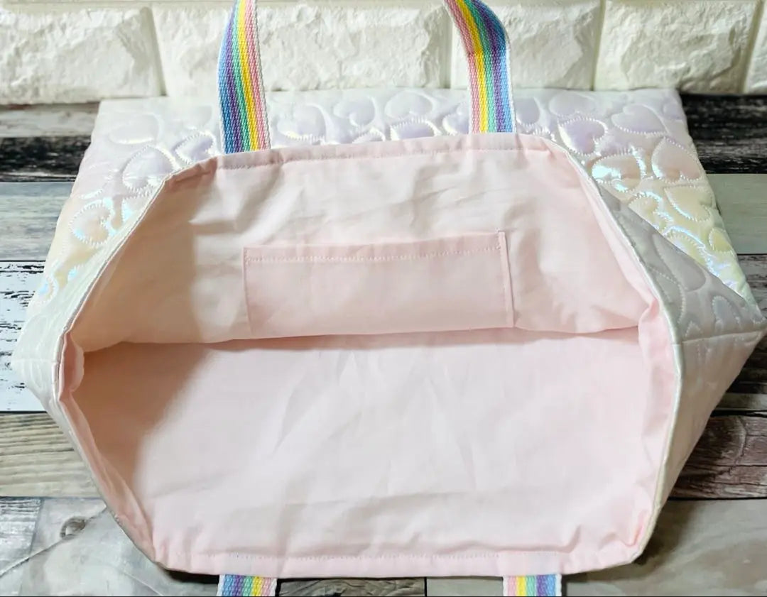 Bolsa de lecciones hecha a mano Aurora White para niñas con corazón acolchado