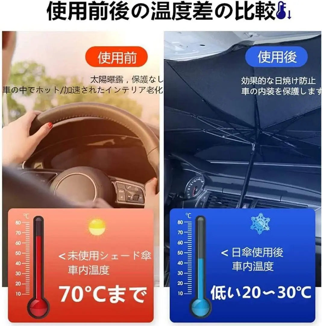 ✨ 69 x 125cm Car umbrella umbrella sunshade folding shade